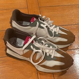 New Balance Men's Brown, White, and Green Sneakers